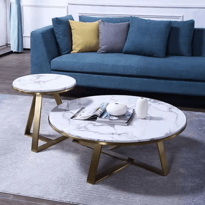 Marble Top Coffee and Side Table in Australia – Placed in Front of Living Room Sofa