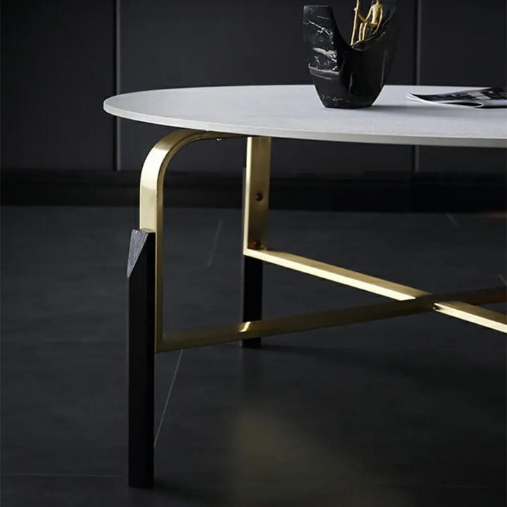 Front view of marble top coffee table in Australia – elegant polished stone surface with modern base design