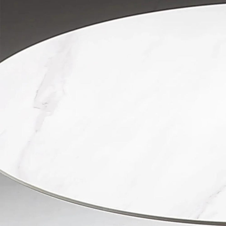 Detail view of marble top coffee table – close-up of polished stone surface and craftsmanship