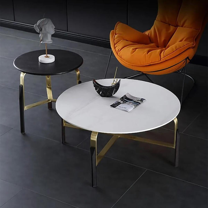 Top view of marble top coffee table in Australia – elegant polished stone surface with modern design