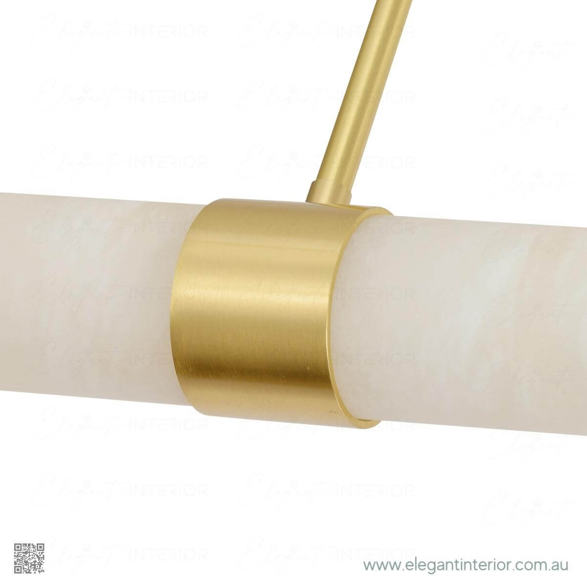Detail view of handle on Marmar pendant bar marble chandelier, showcasing elegant design