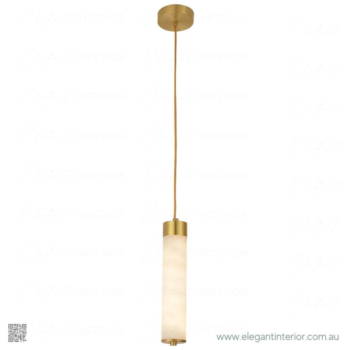 Full view of Marmar pendant light, featuring marble and copper design for modern interiors