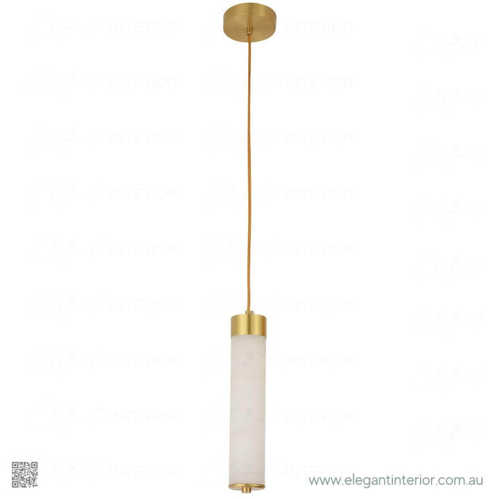 Full view of Marmar pendant light, featuring marble and copper design for modern interiors
