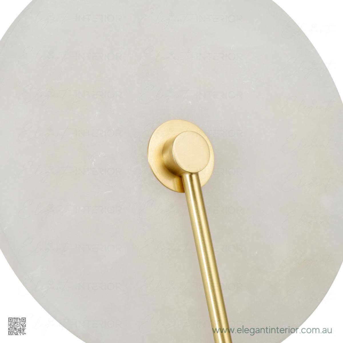 Close view of Marmar gold marble chandelier wall light, highlighting luxurious details and finish