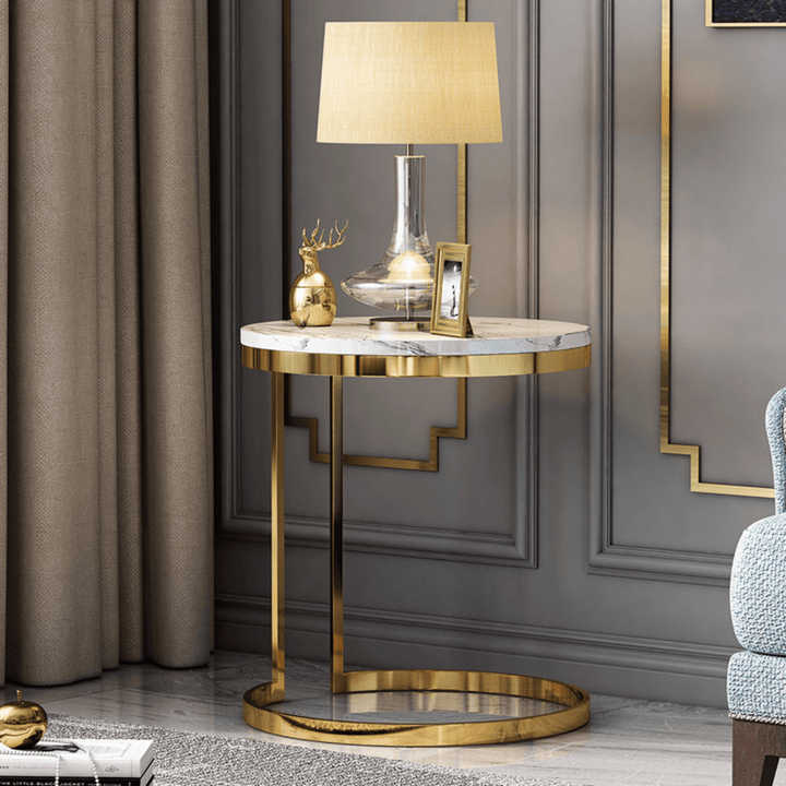 Stand view of Mia side table in Australia, sleek modern base with sturdy support design