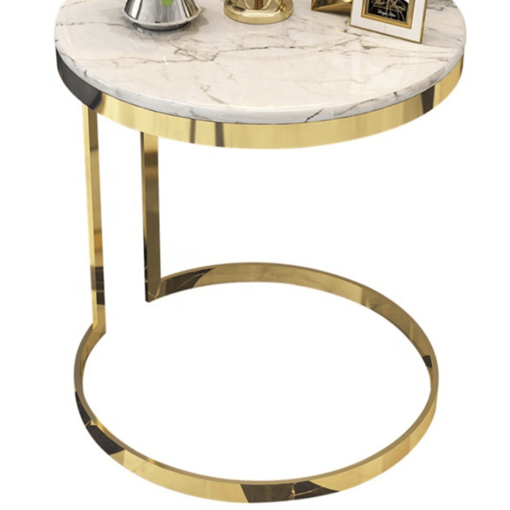 Side view of Mia side table metal stand in Australia, showcasing sleek sturdy modern design