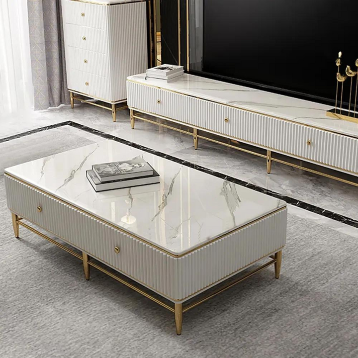 Top view of Mina coffee table in Australia living room, sleek modern design with smooth finish