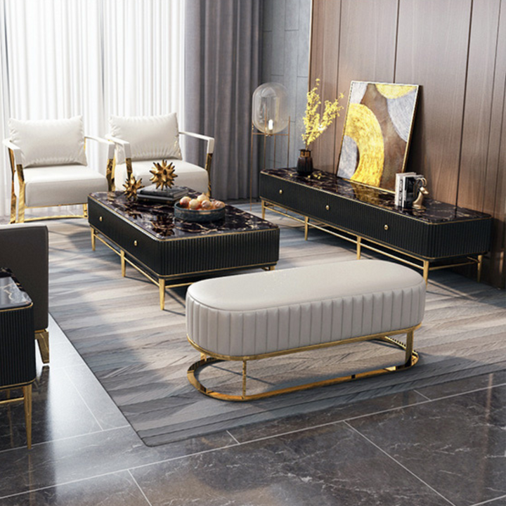 Mina coffee table in Australia side view, sleek modern design with smooth finish