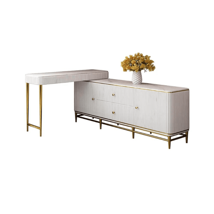 Mina white makeup table with LED mirror, elegant modern vanity design (stool not included)