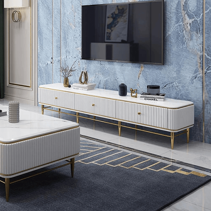 Side view of Mina TV cabinet in Australia, elegant modern design with ample storage space