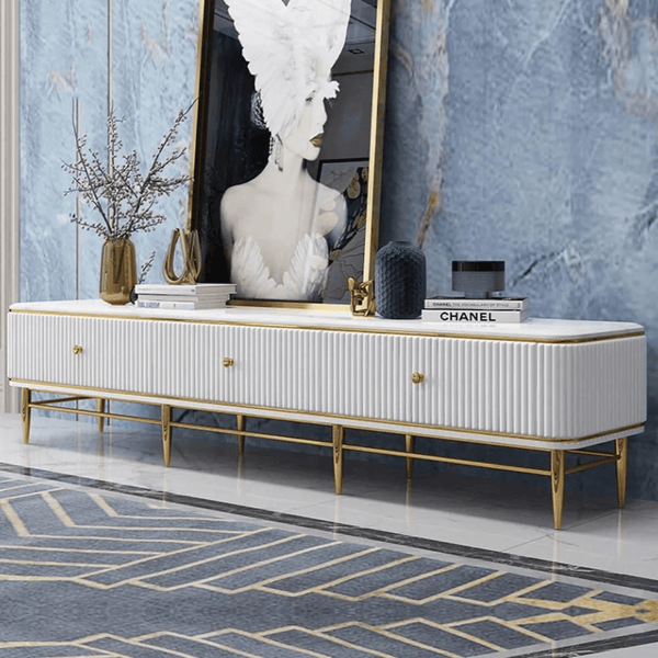 Side view of Mina TV cabinet in Australia, modern design with ample storage space