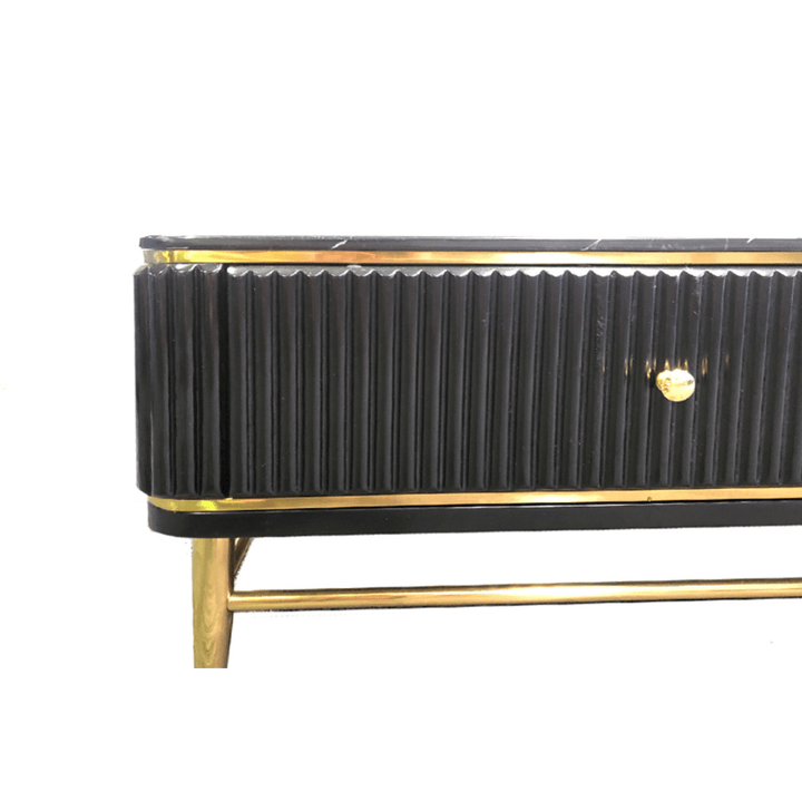 Side view of Mina TV cabinet in Australia, sleek modern design with functional storage space