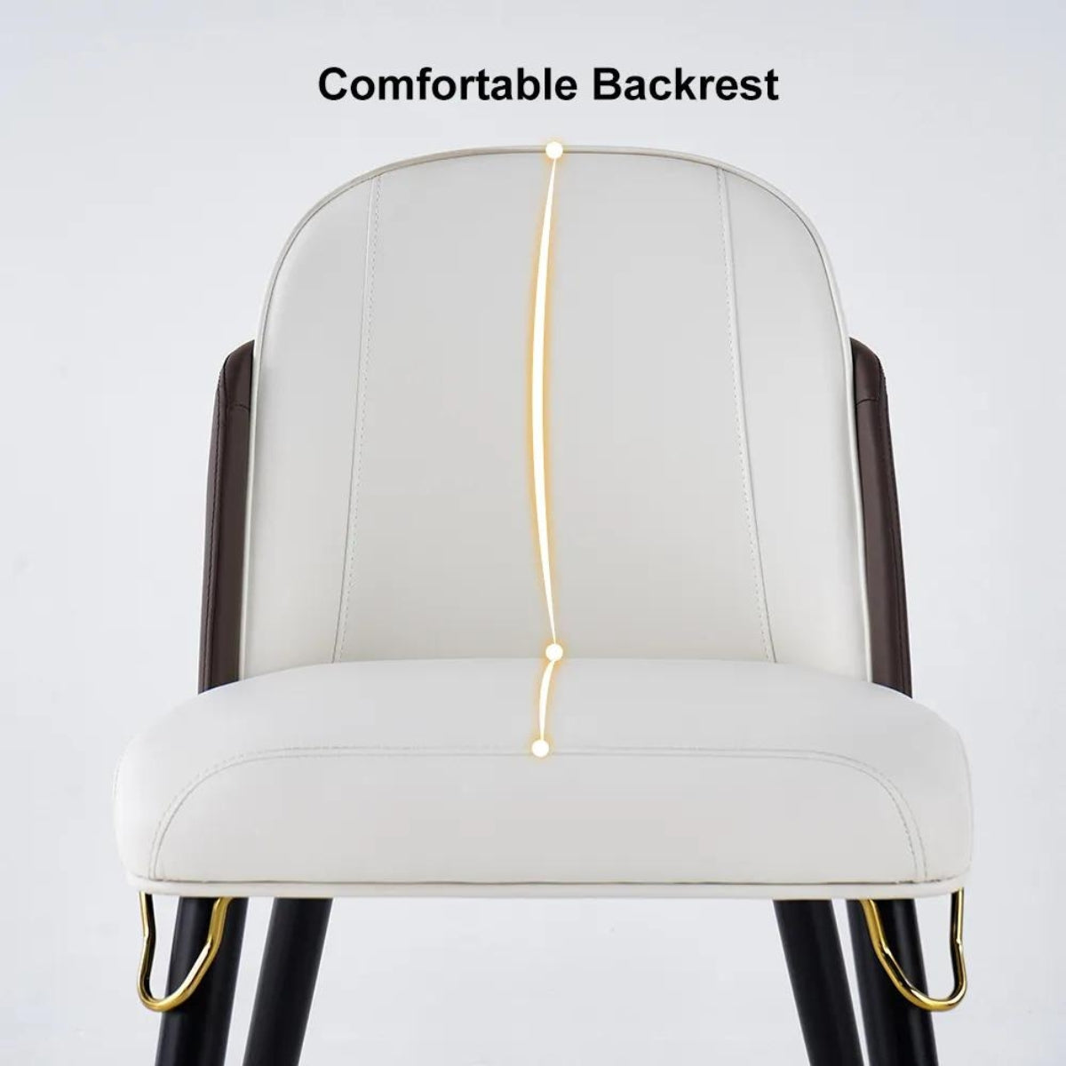 Modern beige and black dining chairs with comfortable backrest for ergonomic seating