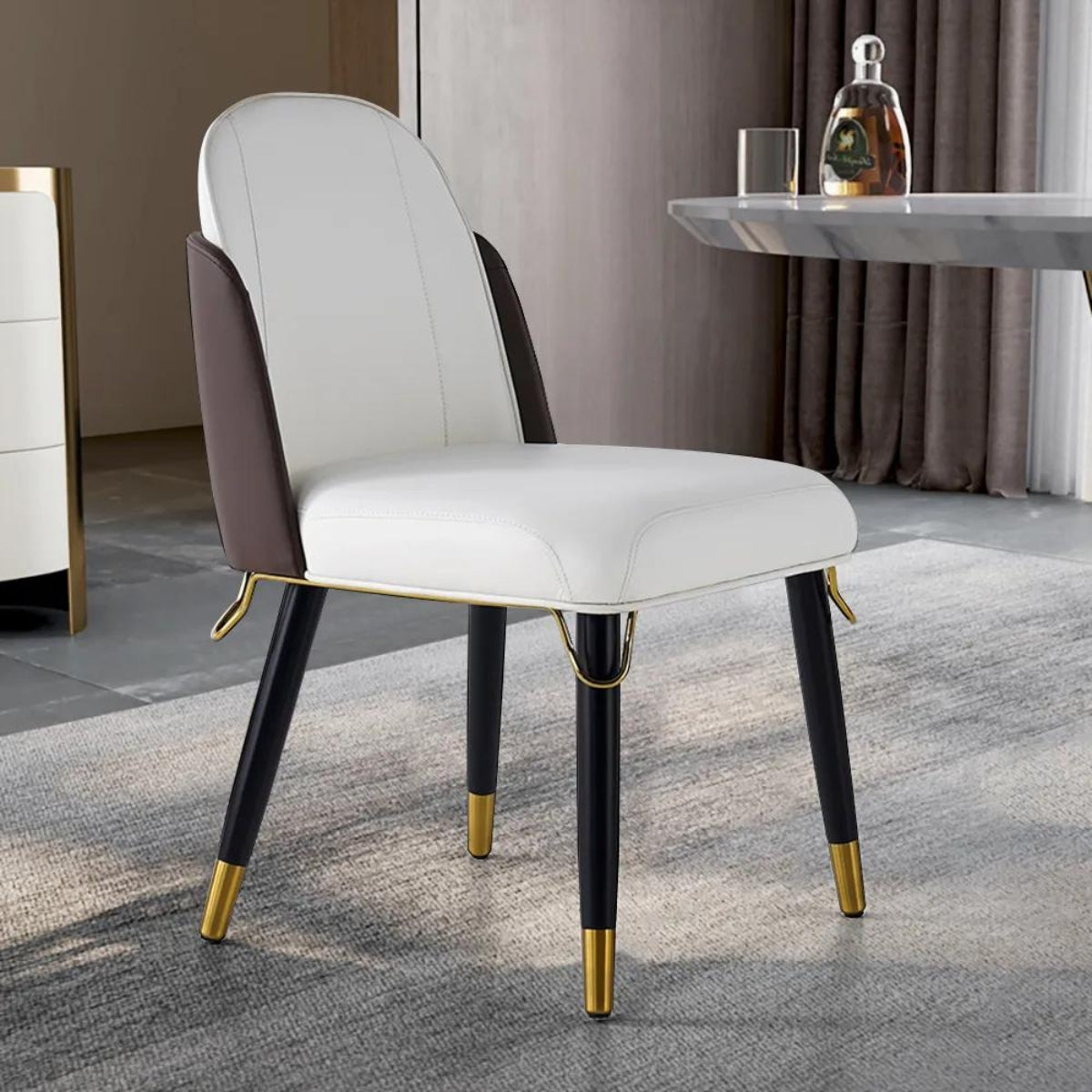 Modern beige and black dining room chairs – stylish and elegant seating for contemporary homes