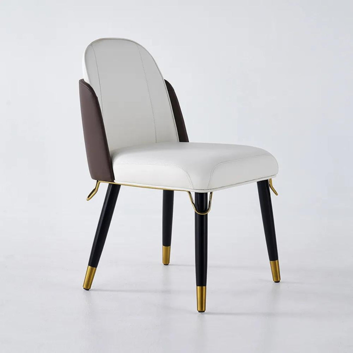 Side view of modern beige and black dining room chairs – sleek and contemporary design