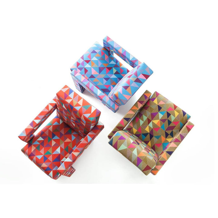 Top view of multi-color 1-seater chair in Australia showing three vibrant color sections