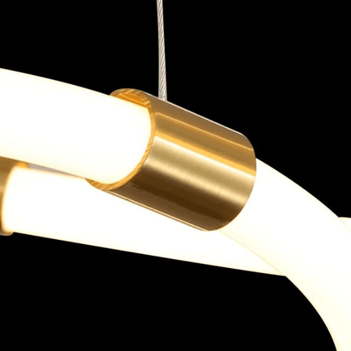 Detail view of multi-ring LED chandelier light in Australia – modern design with intricate craftsmanship