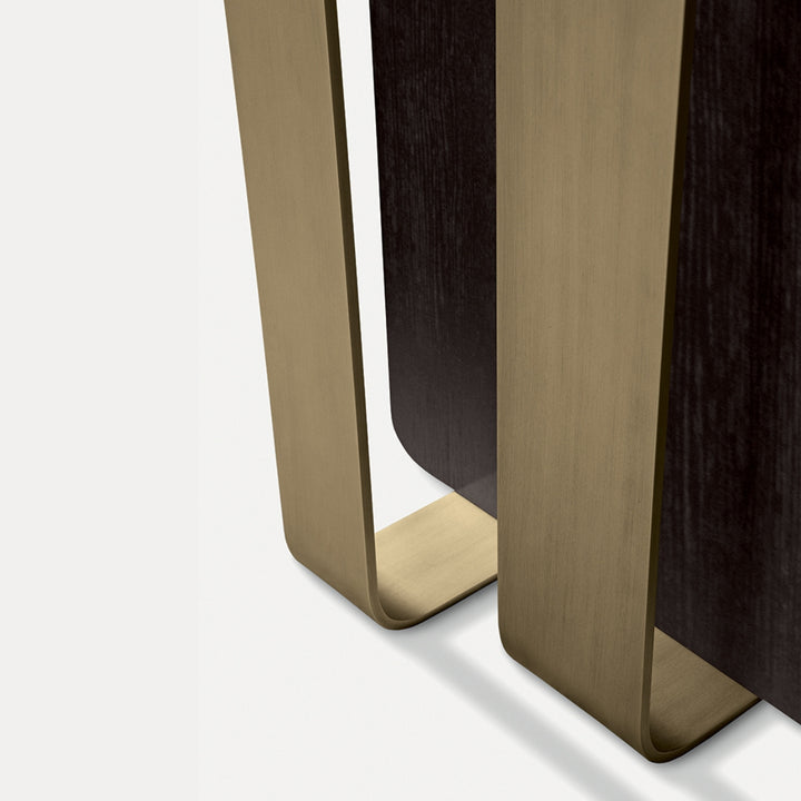 Side view of steel dining table in Australia, showcasing sturdy metal base and modern style