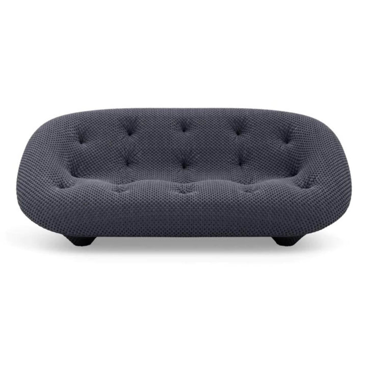 Front view of gray Ploum Medium Settee High Back in Australia showcasing modern cozy design