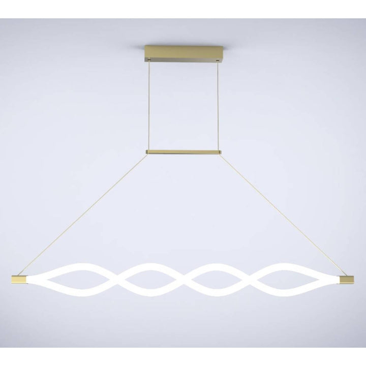 Front view of Ribbon Light LED gold chandelier in elegant Australian interior – sleek and luxurious modern lighting