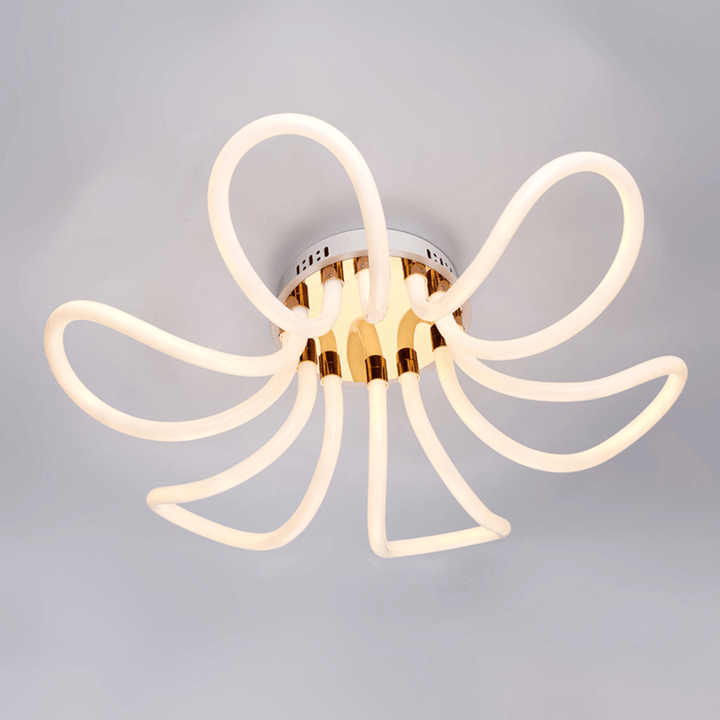 Bottom view of Rio chandeliers with golden light – luxurious design for elegant interior lighting
