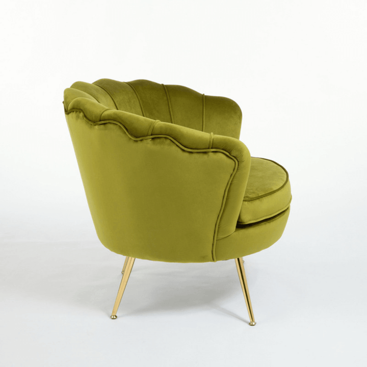 Rio Velvet Modern 1-Seater Sofa – Side View Showcasing Elegant Design and Comfort