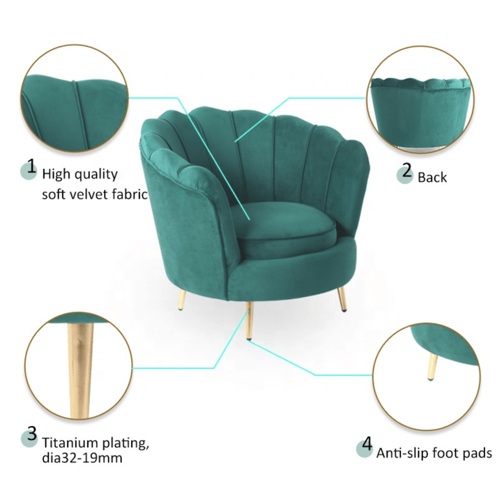 Rio Velvet Modern 1-Seater Sofa – Plush Velvet Upholstery, Modern Design, and Comfortable Seating