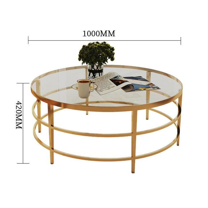 luxury coffee table with elegant design and detailed dimensions in a stylish interior setting