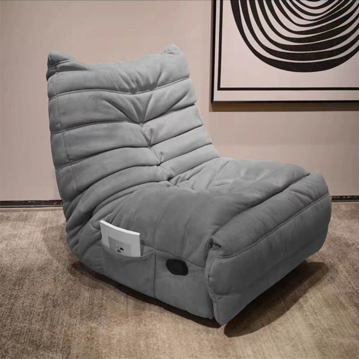 Side view of gray rotational recliner armchair in Australia showcasing sleek ergonomic design
