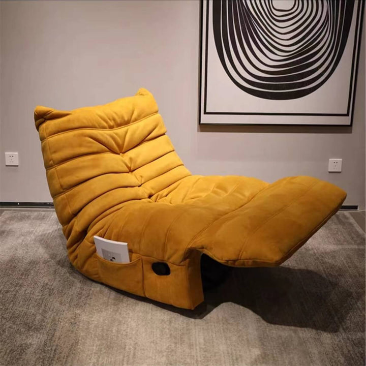 Side view of yellow rotational recliner armchair in Australia showcasing vibrant color and comfort