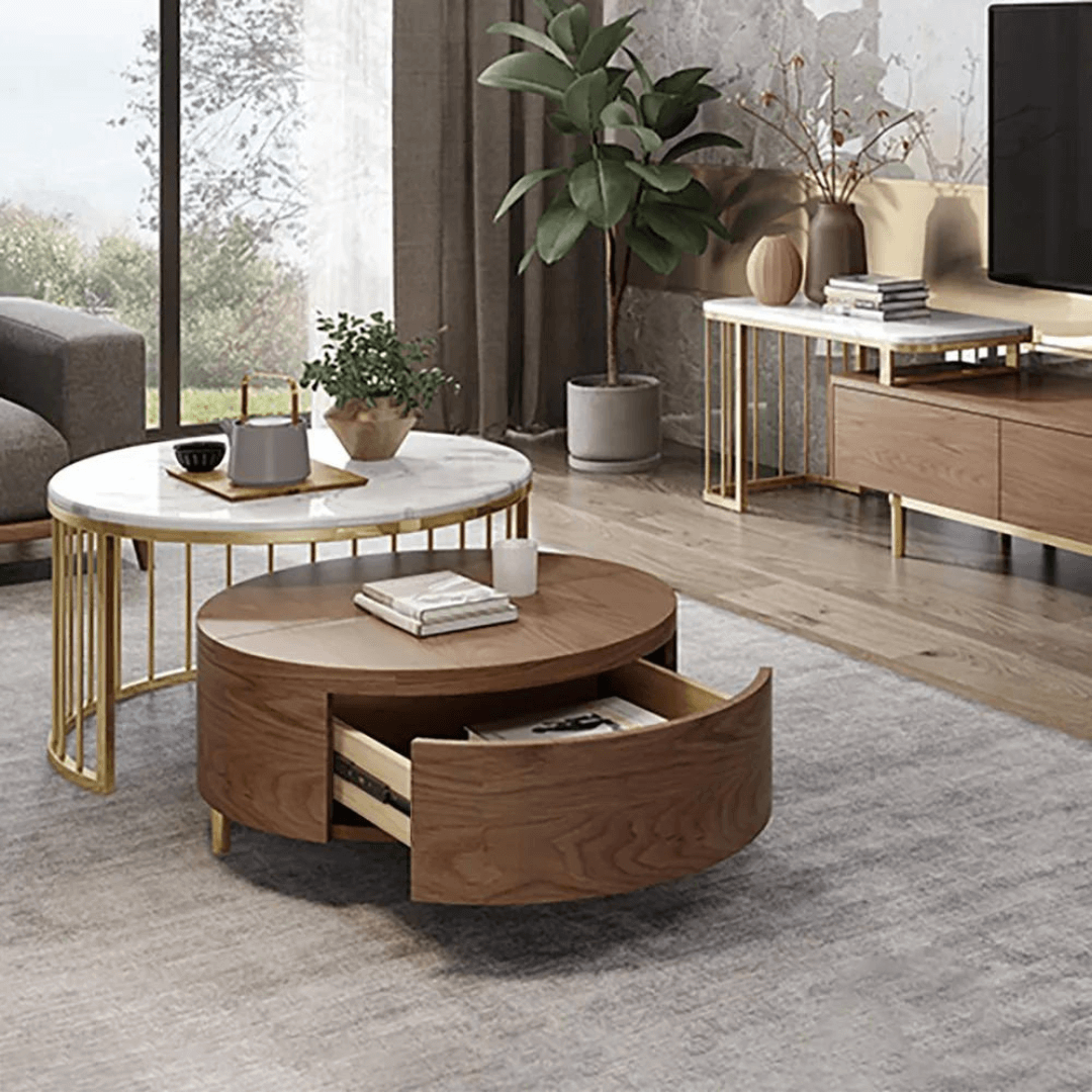 Aria Round Nested Coffee Table Elegant Interior