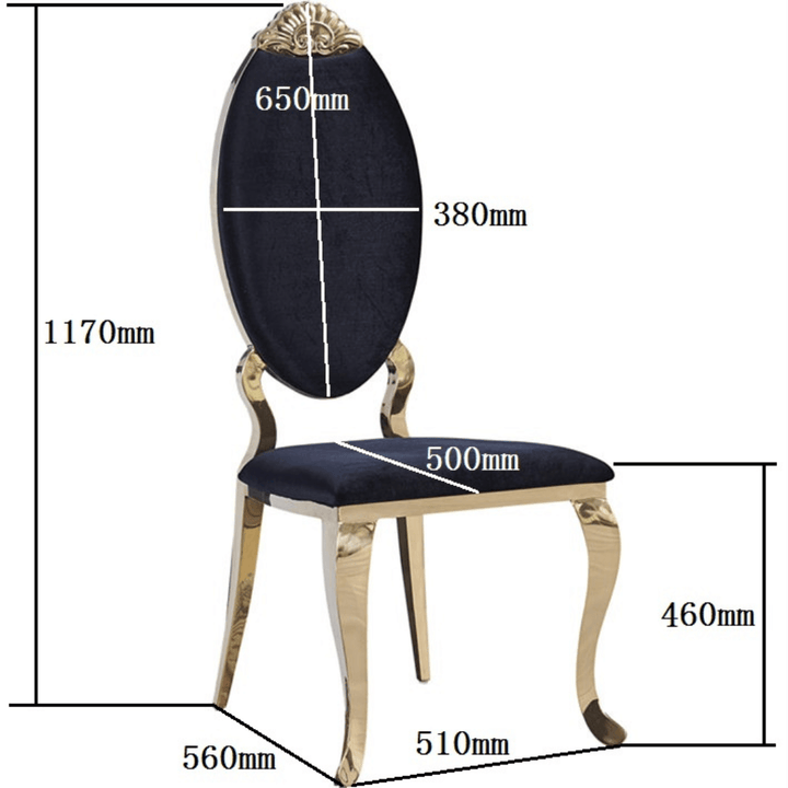Royalty Velvet Dining Chair in Australia – Dimensions Highlighting Elegant Seating Design