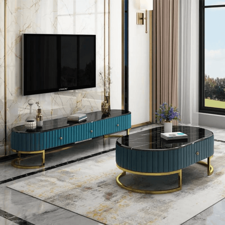 Sara Oval TV Cabinet in Australia – Side View of Modern and Elegant Entertainment Unit