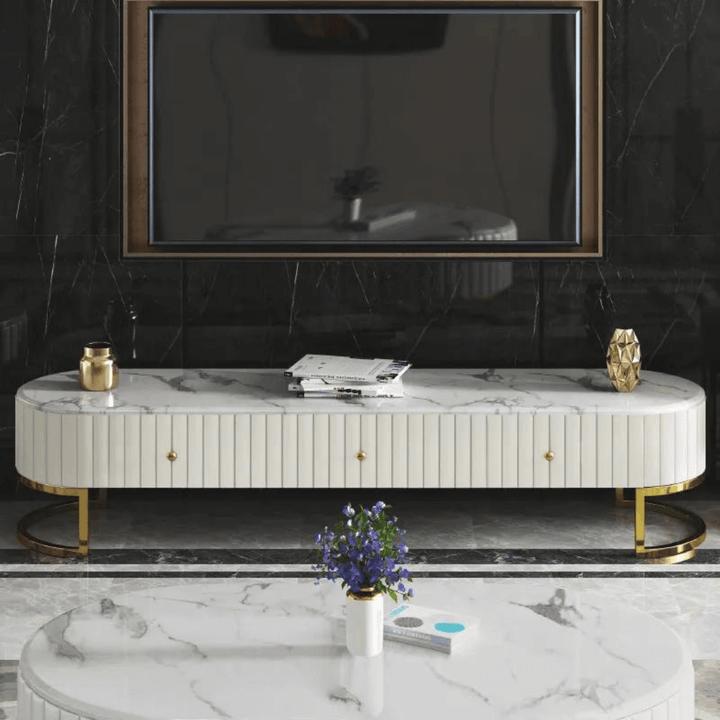 Sara Oval TV Cabinet in Australia – Front View of Stylish and Modern Entertainment Unit