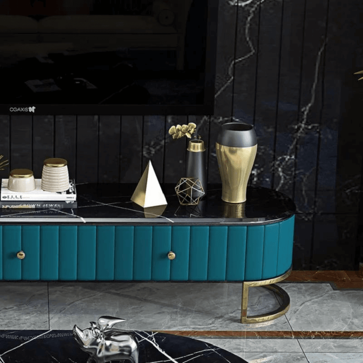 Sara Oval TV Cabinet in Australia – Side View of Modern and Stylish Entertainment Unit