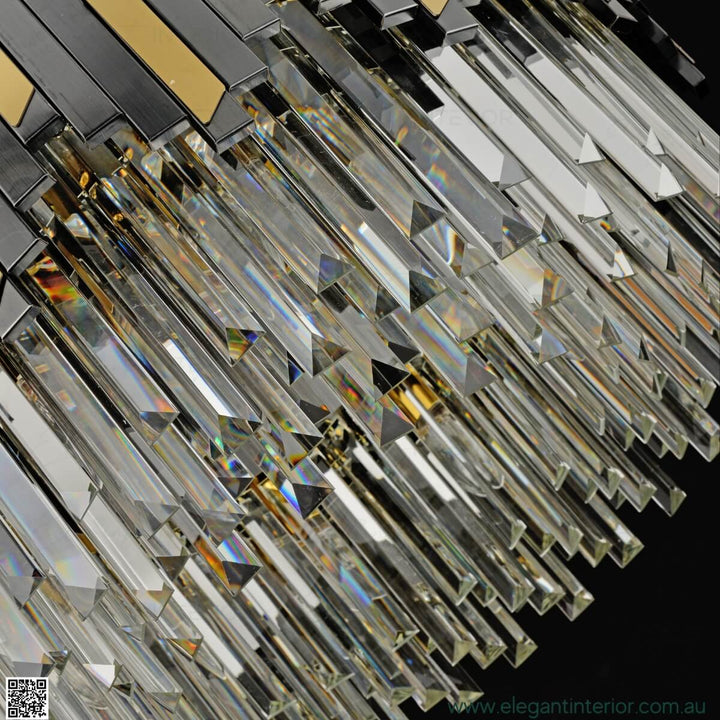 Close-up detail view of Sophia luxury crystal chandelier, highlighting sparkling crystal pieces