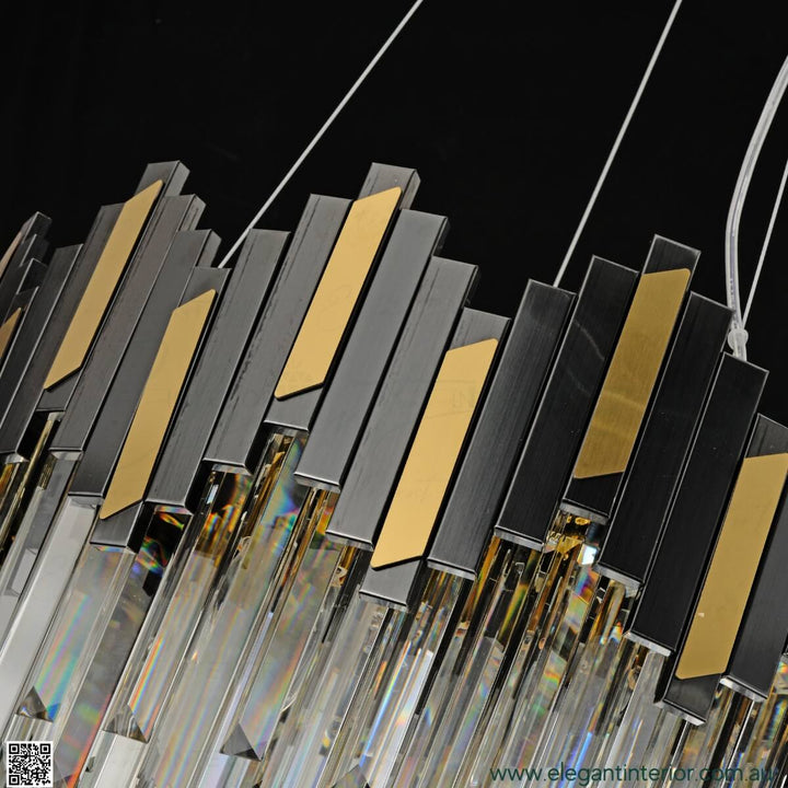 Close view of Sophia luxury crystal chandelier, showcasing elegant crystals and fine details