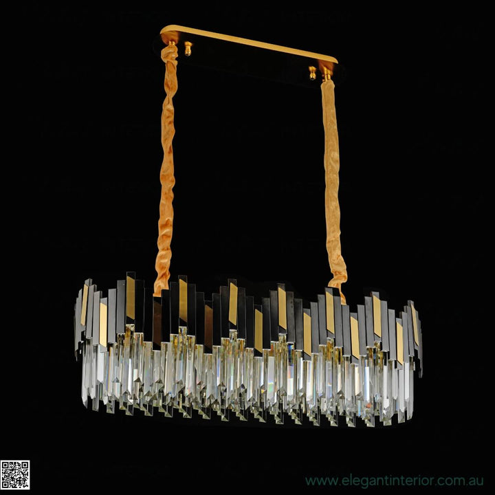 Side view of Sophia black and gold chandelier – stylish lighting fixture with elegant metallic black and gold finish