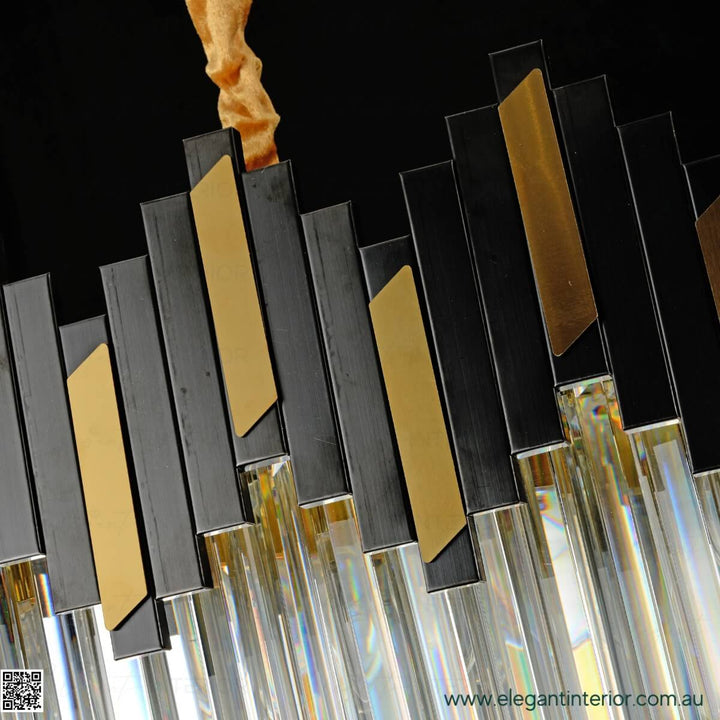 Sophia Black & Gold Chandelier Detail View – Elegant Lighting Fixture