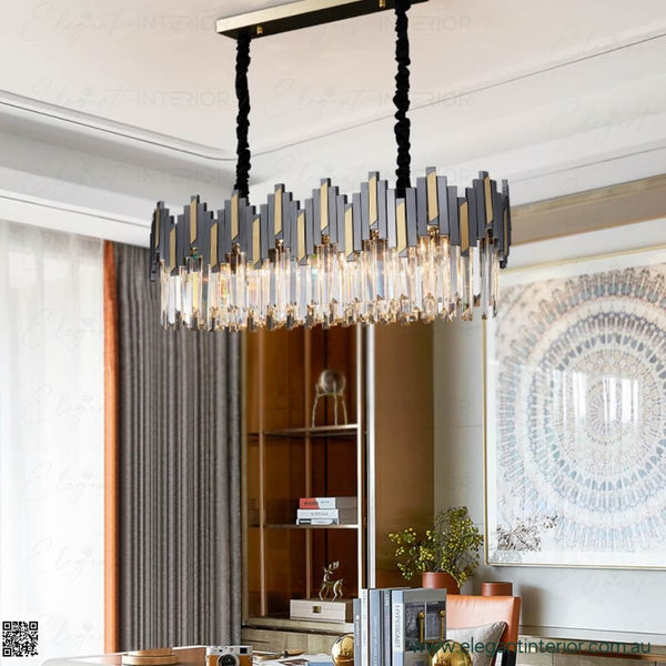 Side view of Sophia black and gold chandelier – elegant lighting fixture with luxurious metallic finish