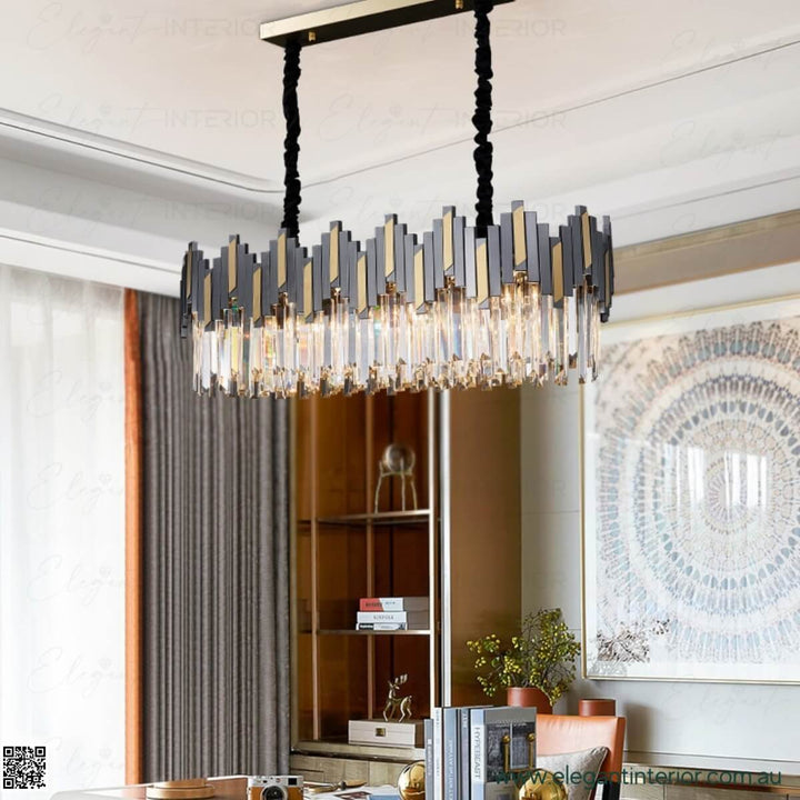 Side view of Sophia black and gold chandelier – elegant lighting fixture with luxurious metallic finish