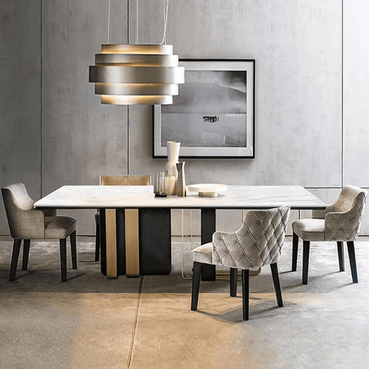 Steel dining table in Australia set in dining room, modern design with elegant style