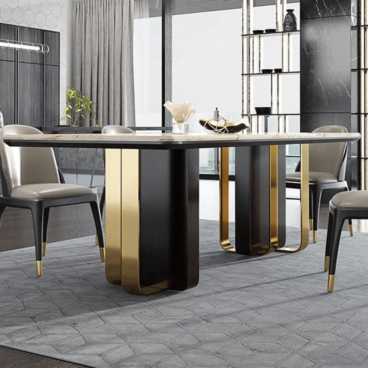 Steel dining table in Australia, modern design with sturdy construction for elegant dining