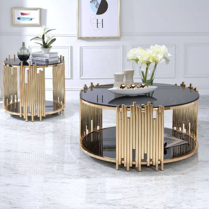 Sylvia Gold Coffee Table – Side View of Elegant Interior Furniture Piece in Australia