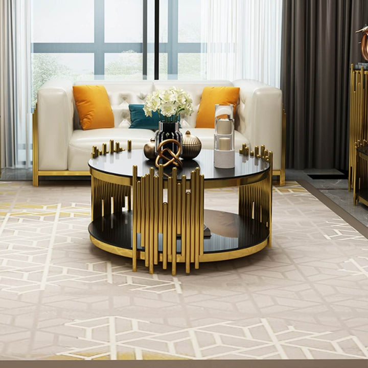 Sylvia Gold Coffee Table – Elegant Interior Furniture in Australian Living Room Setting