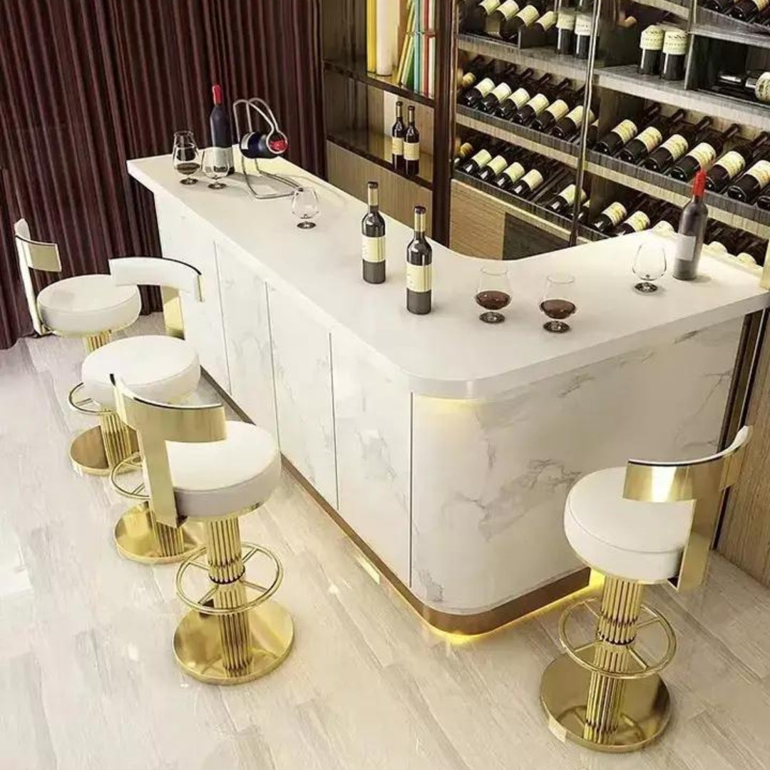 Tina luxury bar stool with gold finish in elegant Australian interior – stylish design with comfortable seating and polished accents