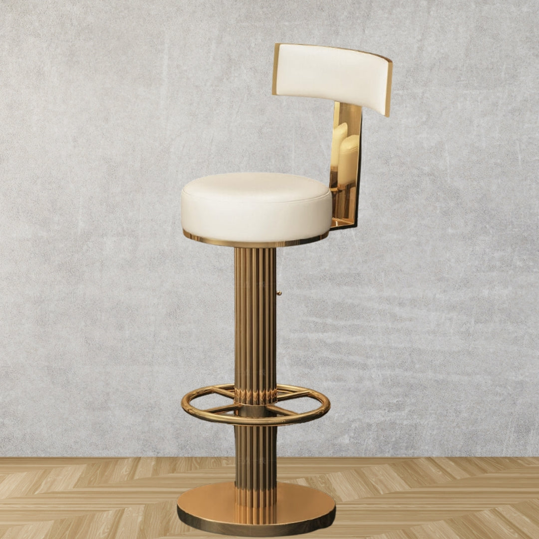 Tina luxury bar stool with gold finish in elegant Australian interior – stylish design with comfortable seating and polished accents