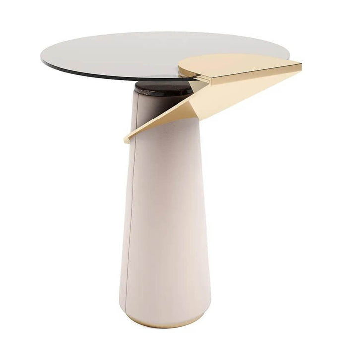 Side view of tempered glass side table – modern design with clear glass top and sturdy base