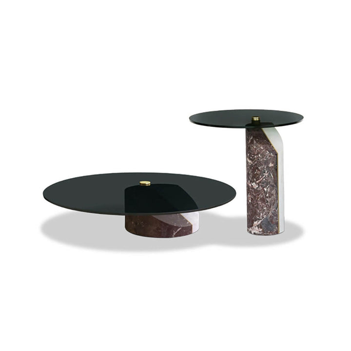 Front view of tempered glass top table set – modern design with clear glass surface and sturdy frame