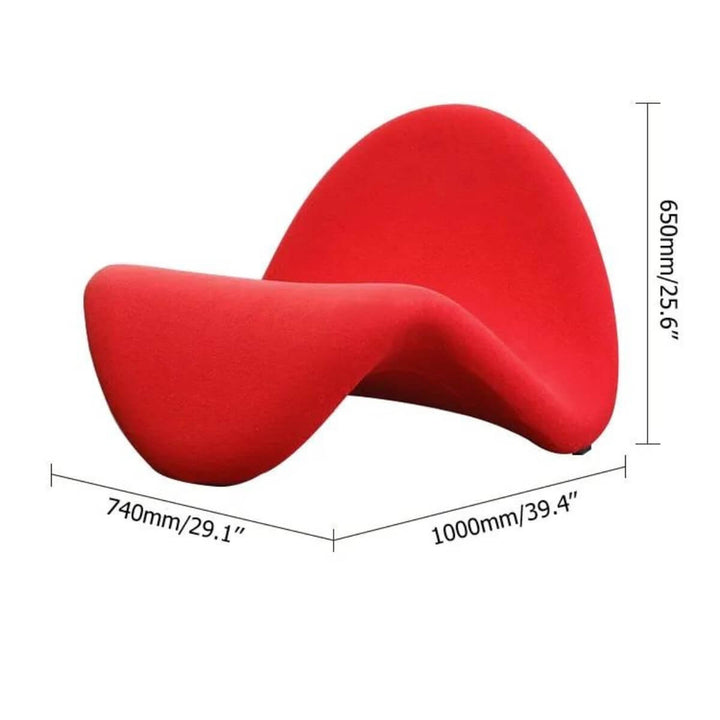Dimension details of Tongue lounge chair in Australia highlighting size and modern design